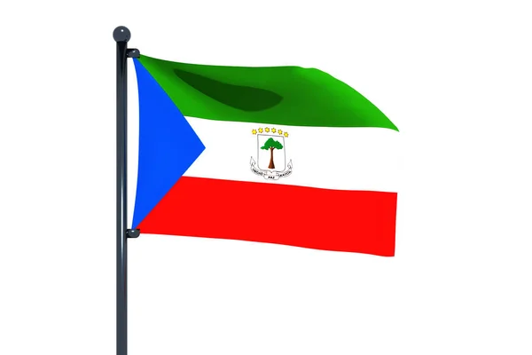 Una Ilustración Bandera Chad Con Asta Bandera Cromo Aislado Con — Foto de Stock