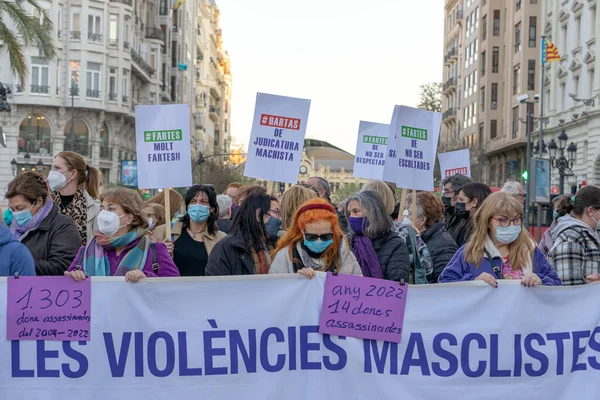 Fredlig Protest Torget Valencia Mot Femicide — Stockfoto