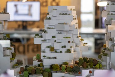 Maquette 'te mimari projenin köpük minyatür görsel etkisi.