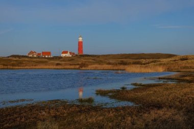 Texel Adası, Hollanda 'nın kuzeyindeki Lighthouse Texel' in manzarası