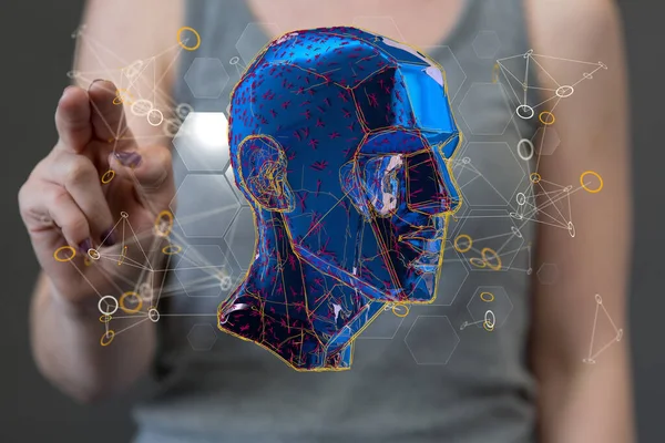 Eine Illustration Des Menschlichen Kopfes Das Konzept Der Künstlichen Intelligenz — Stockfoto