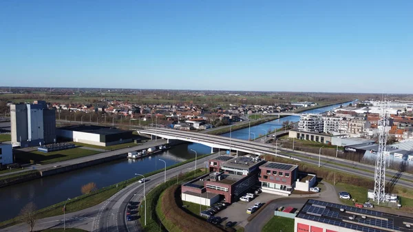 Krásná Scenérie Mostu Přes Kanál Deinze Belgie — Stock fotografie