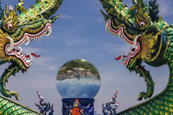 Una Bola Cristal Templo Heaven Hell Wat Saen Suk Chonburi —  Fotos de Stock