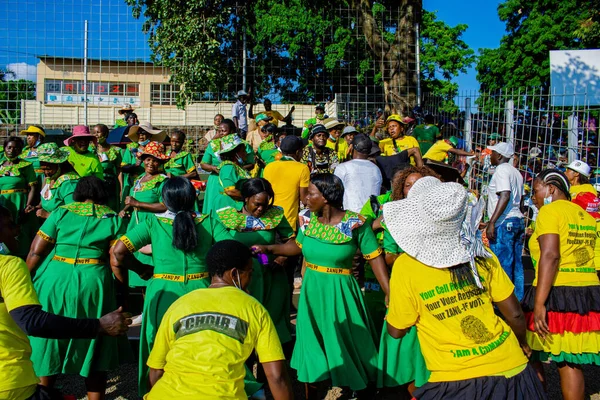 Women Dancing Political Rally Zimbabwe Zanu Party — Foto Stock