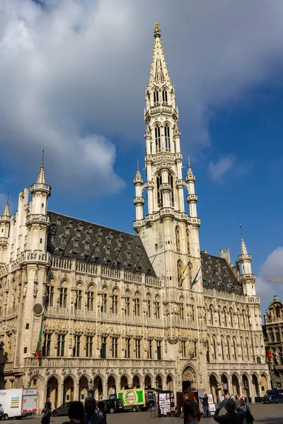 Een Verticale Opname Van Het Brusselse Stadhuis Achtergrond Van Een — Stockfoto