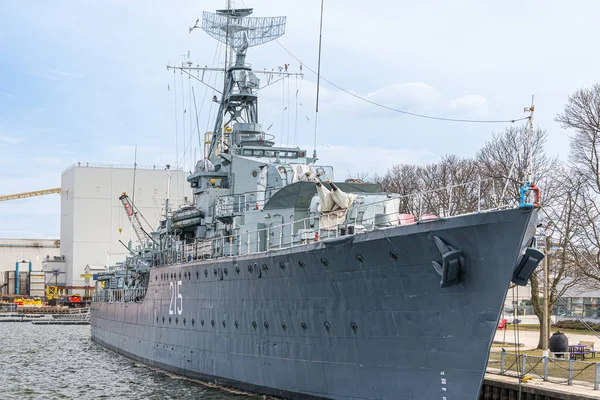 Ein Kriegsschiff Aus Dem Zweiten Weltkrieg Als Museum Hamilton Wolkenverhangenen — Stockfoto