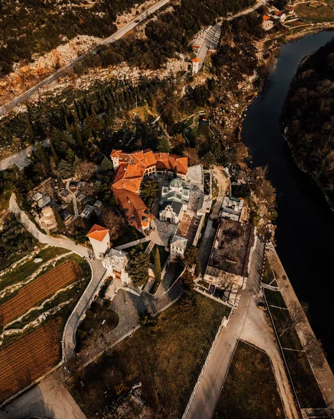 Het Bovenaanzicht Van Het Tvrdos Klooster Trebinje Bosnië Herzegovina — Stockfoto