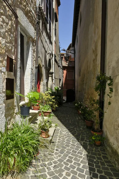 夏にイタリアのラツィオ地域の村であるVallecorsaの狭い道 — ストック写真