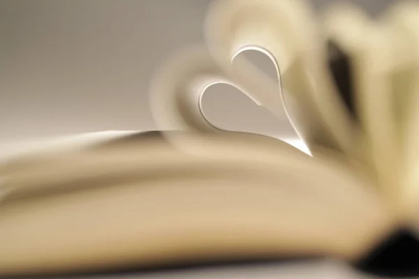 Closeup Shot Book Papers Forming Heart Shape — Stock Photo, Image