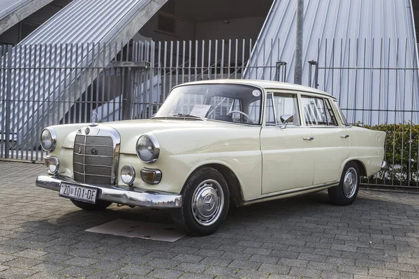 Een Beige Mercedes Benz W110 200D Auto Tentoongesteld Een Klassieke — Stockfoto