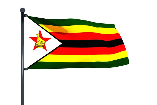 Beyaz Zemin Üzerinde Izole Edilmiş Zimbabwe Bayrağının Boyutlu Grafik Çizimi — Stok fotoğraf