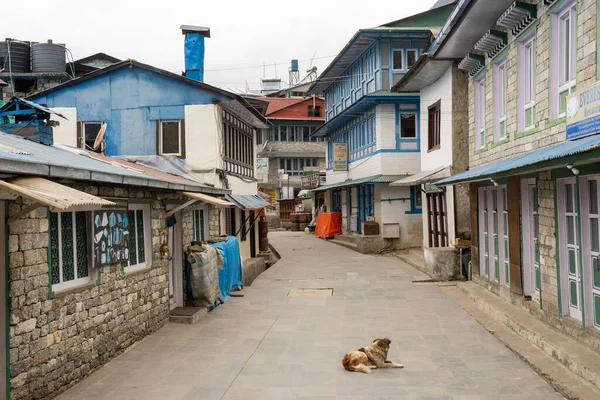 Una Hermosa Vista Pequeña Ciudad Del Himalaya Lukla — Foto de Stock