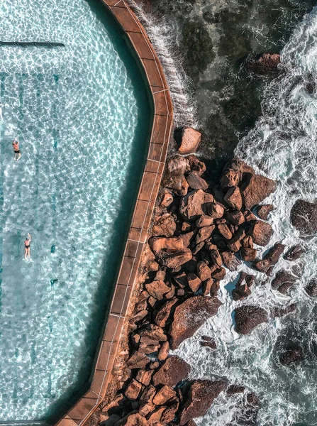 Een Top Luchtfoto Van Bronte Baths Sydney Australië — Stockfoto