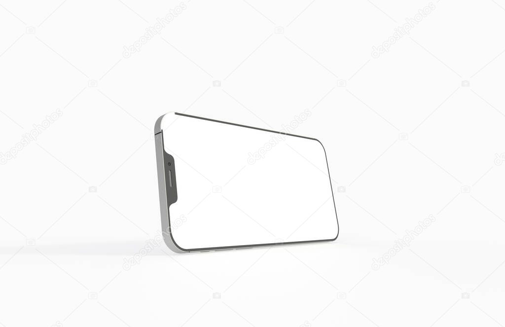 A 3d render of a modern smartphone isolated on a white background with copy space