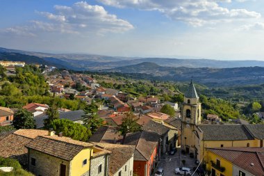 Benevento, İtalya 'daki San Marco dei Cavoti köyünün panoramik manzarası