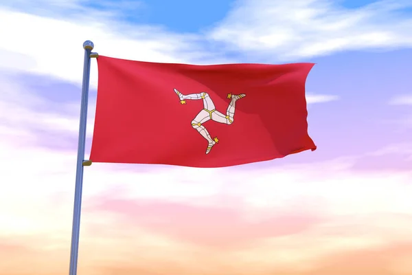 Eine Illustration Einer Wehenden Flagge Der Isle Man Mit Einem — Stockfoto