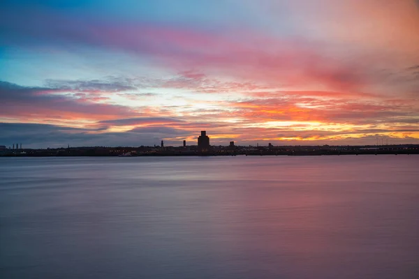 Scenic Sunset Petersburg Russia Neva River Long Exposure — Stock Photo, Image