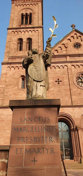 Sanctus Marcellinius Presbyter Martyr Statue Seligenstadt Tyskland — Stockfoto