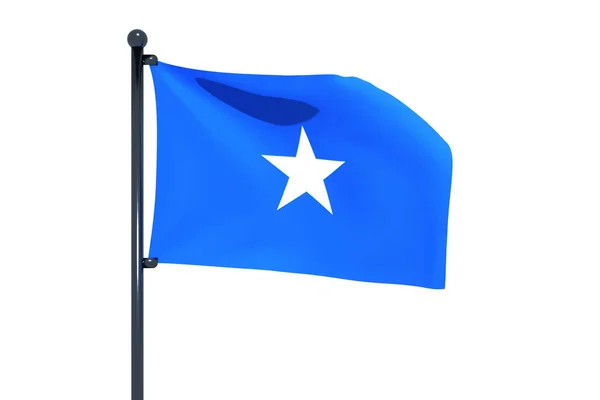 Ilustracja Flagi Somalii Chromowanym Masztem Flagi Izolowanym Białym Tłem — Zdjęcie stockowe