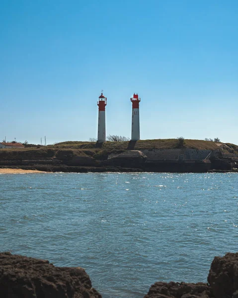 Beautiful Shot Aix Island Lighthouses Landmark Ile Aix France Blue — Stock Photo, Image