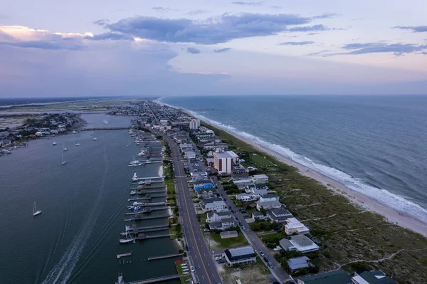 Bird Eye View Houses Peninsula Seascape Sunset — Stock Photo, Image