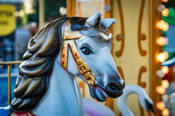 Joyeux Tour Cheval Foire Vieux Carrousel Dans Parc Culture Des — Photo
