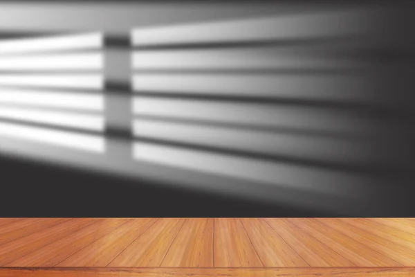 Ein Leerer Holztisch Vor Schummrigem Licht Und Schatten Einer Dunklen — Stockfoto