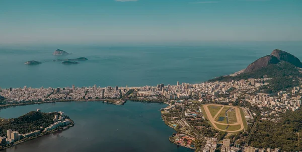 Una Vista Ipnotizzante Dei Quartieri Leblon Ipanema Una Giornata Limpida — Foto Stock