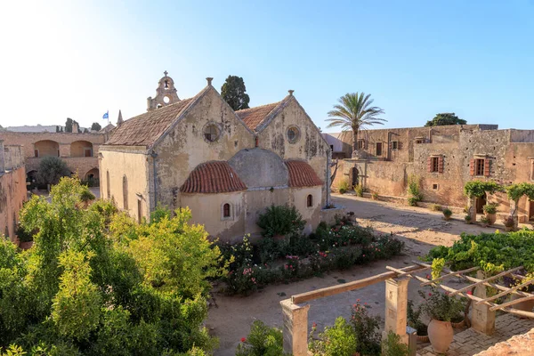 Une Vue Panoramique Monastère Arkadi Par Une Journée Ensoleillée Crète — Photo