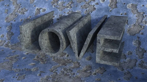 사랑이라는 단어는 손상된 콘크리트로 단어입니다 — 스톡 사진