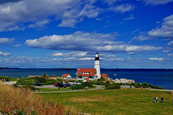 Aerial View Portland Head Lighthouse Background Sea — Stock Photo, Image