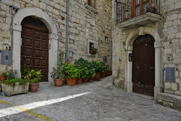 Een Smalle Straat Tussen Huizen Van Ferrazzano Molise Regio Van — Stockfoto