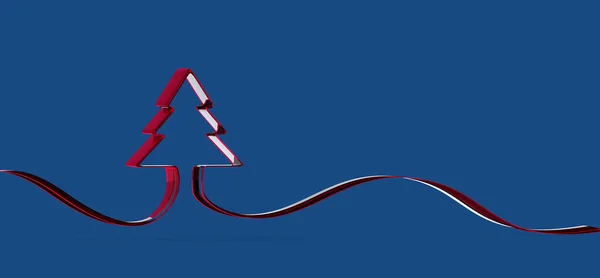 Renderelés Egy Piros Karácsonyfa Kék Háttér — Stock Fotó