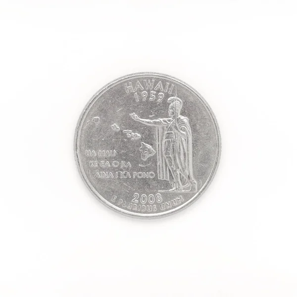 2008 United States Quarter State Hawaii Isolerad Vit Bakgrund — Stockfoto