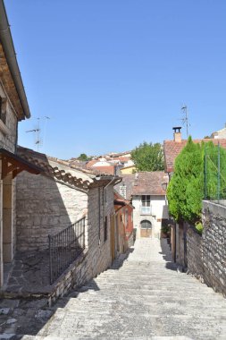 view of stony staircases going down among buildings in Pietrelcina