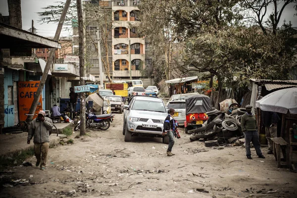 Бідний Район Найробі Будинками Машинами Кенія — стокове фото