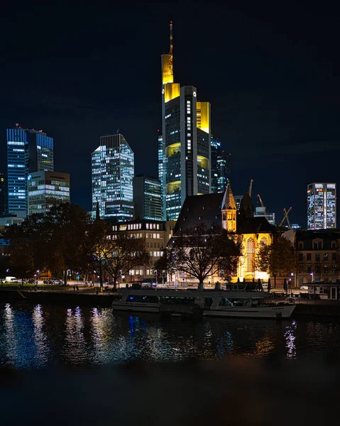 Die Gebäude Von Frankfurt Main Der Nacht — Stockfoto