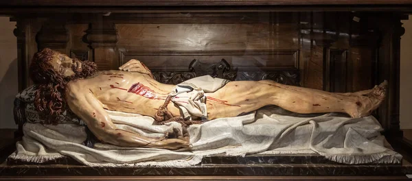 Christ Couché Saint Sépulcre Par Miguel Tapia Semaine Sainte Valladolid — Photo