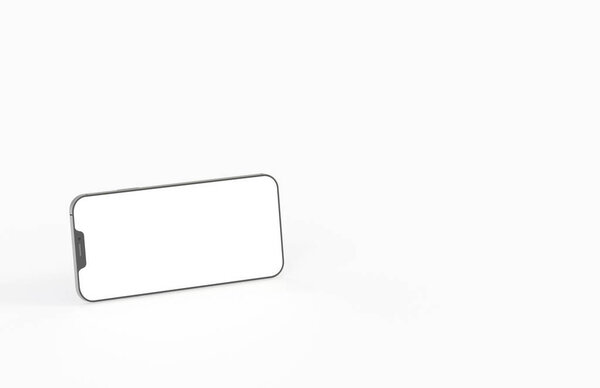 A 3d rendered realistic smartphone on a white background with space for text