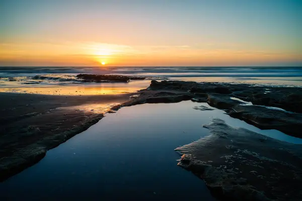 Piękna Scena Waiiti Plaża Nowej Zelandii Zachodzie Słońca — Zdjęcie stockowe