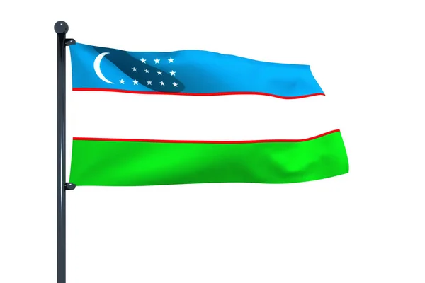 Uma Ilustração Gráfica Bandeira Uzbequistão Isolada Fundo Branco — Fotografia de Stock