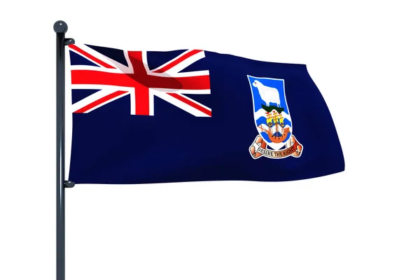 Illustration Flag Falkland Islands Malvinas Chrome Flag Pole Isolated White — Stock Photo, Image
