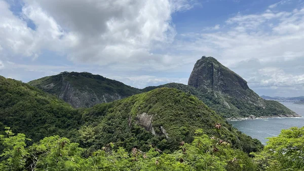 Vacker Utsikt Över Berget Sugarloaf Och Atlantskogen Rio Janeiro Brasilien — Stockfoto