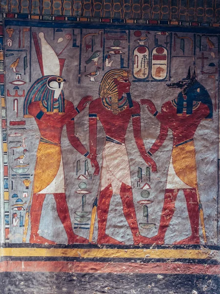 Крупный План Древней Картины Сделанной Стене Египте — стоковое фото