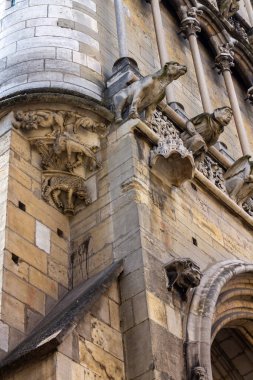 Dijon Notre Dame Kilisesi 'nin güzel mimari detaylarının dikey çekimi..