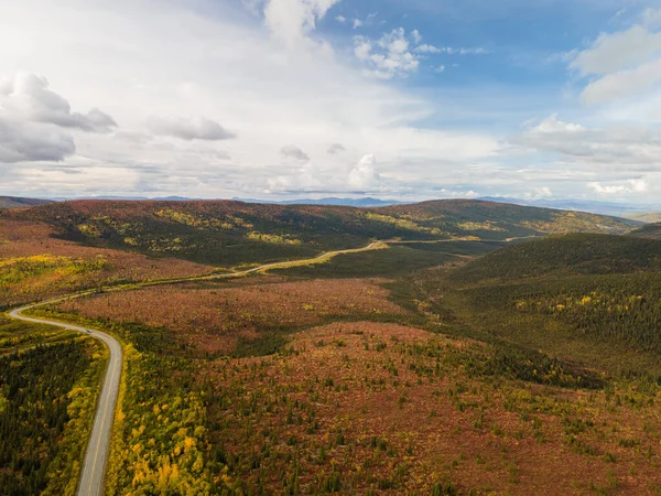 Letecký Pohled Taylor Highway Mount Fairplay Podzimních Barvách Pozadí Aljaška — Stock fotografie
