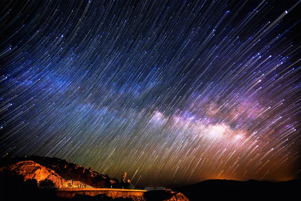 Ein Malerischer Blick Auf Den Sternenuntergang Nachthimmel — Stockfoto