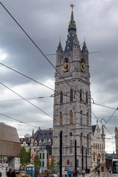 Colpo Verticale Edifici Storici Fiamminghi Nel Centro Gand Belgio Europa — Foto Stock