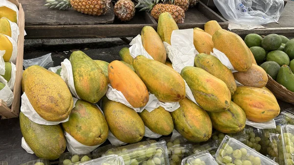 Fresh Papayas Brazilian Street Market — Stock Photo, Image