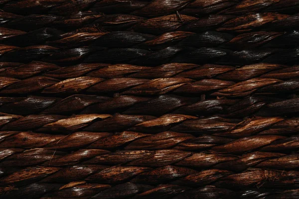 Egy Közeli Barna Fonott Kosár Textúrák Háttérrel — Stock Fotó
